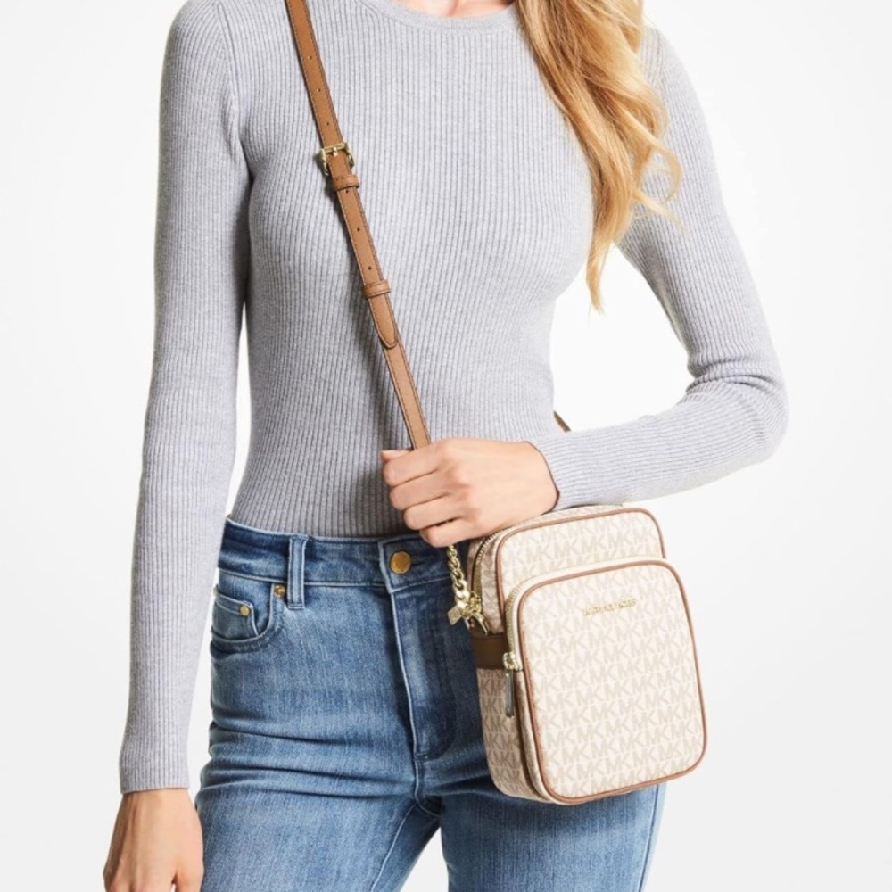 Michael Kors Jet Set Travel Signature Medium Logo Chain Crossbody Bag